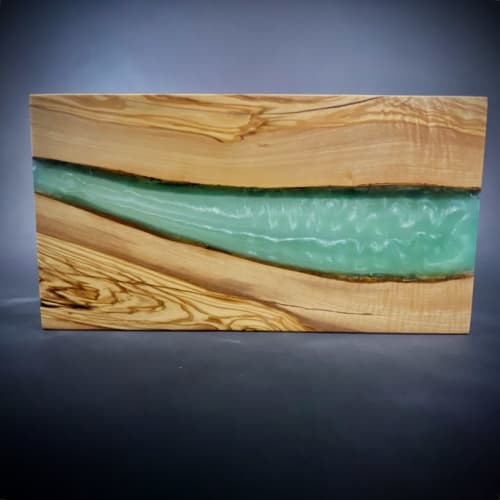 Olivewood and Teal | Serving Board in Serveware by MLDG Carpentry