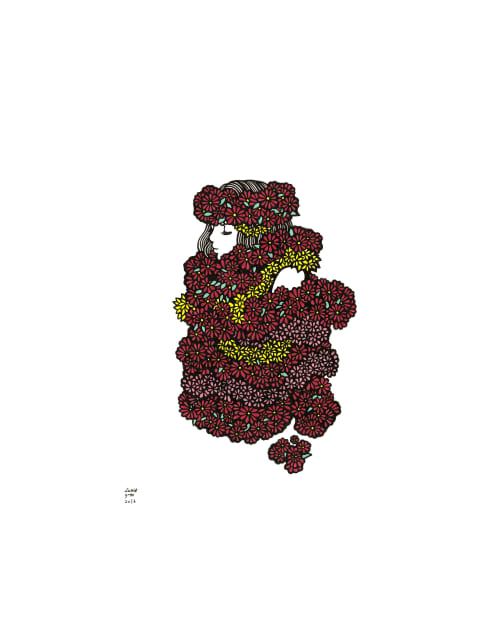 ARTWORK - LEI 11" by 14" Pen on Paper | Drawings by Kris Goto