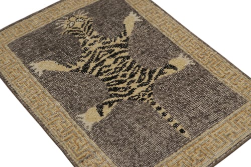 Rug & Kilim’s Modern Tiger Skin Accent Pictorial Rug Design | Rugs by Rug and Kilim