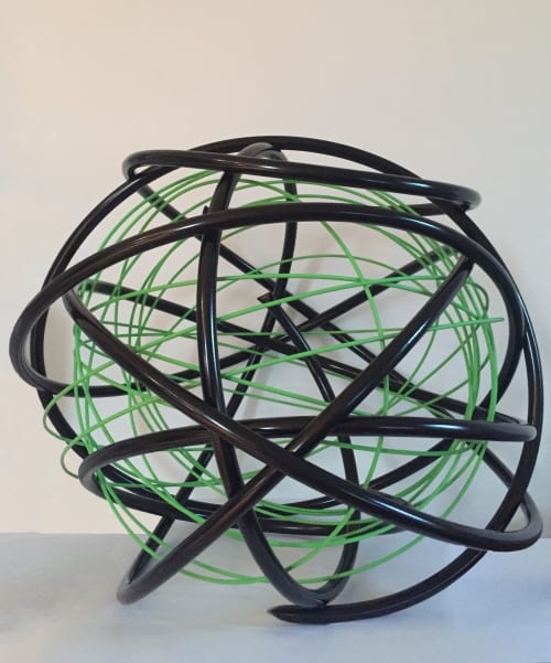 Green in Black Orb | Public Sculptures by Mark Beattie MRSS | Paddington Basin in London