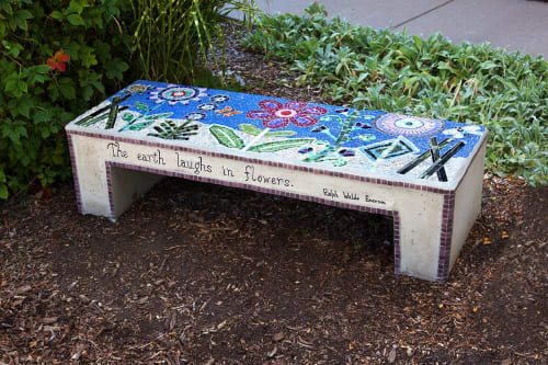“Floral Fantasy: Mosaic Bench” | Public Mosaics by Jane Glotzer | Green Mountain Recreation Center in Lakewood