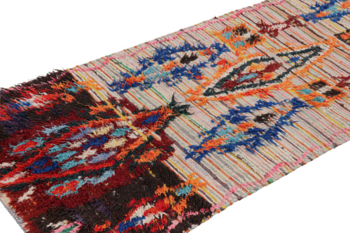 Vintage Moroccan Runner with Colorful Patterns and Stripes | Area Rug in Rugs by Rug and Kilim