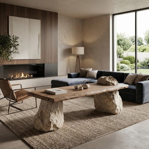 Bespoke Song Raw Stone Live Edge Single Slab Coffee Table | Tables by Dynasty Artisan