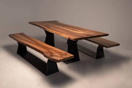 French Walnut Dining Table & Benches | Tables by L'atelier Mata