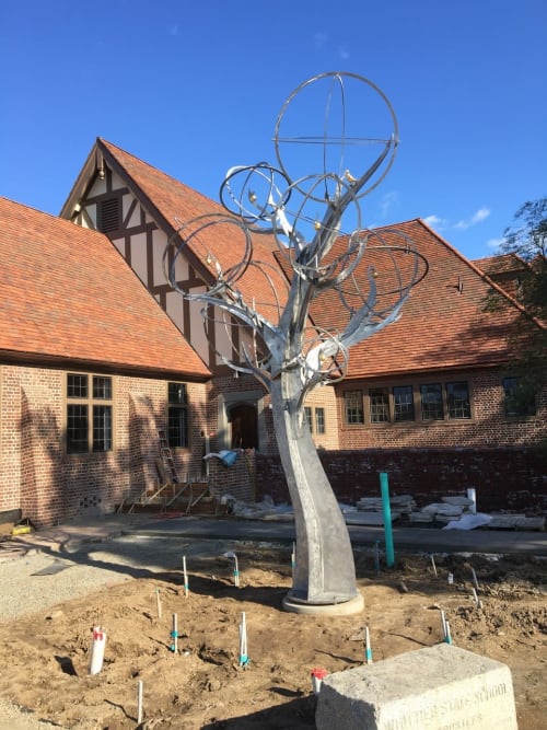 Mockingbird/Orange Tree by Michael Warrick, NSG | Public Sculptures by JK Designs and the National Sculptors' Guild | The Groves in Whittier - Open by Appointment Only in Whittier