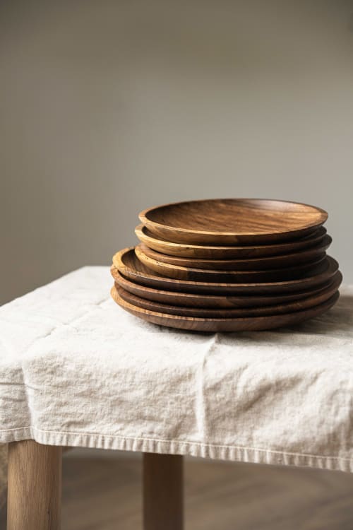 Hand Carved Walnut Wood Plate | Dinnerware by Creating Comfort Lab