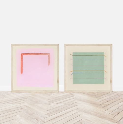 Abstract Art Print Pair: Sage Green and Magenta Pair | Prints by Emily Keating Snyder