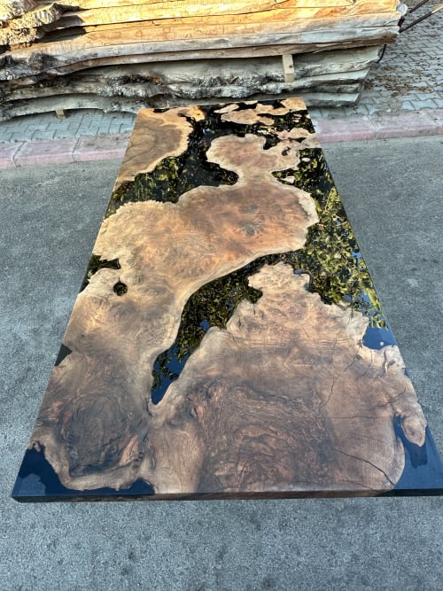 Claro Walnut Epoxy Table - Epoxy Resin Black Dining Table | Tables by Tinella Collection