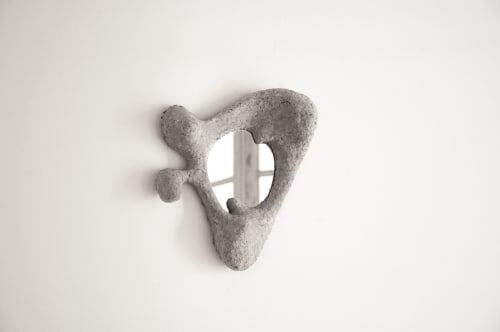 Unique wavy mirror. Paper mache wall mirror in natural grey. | Decorative Objects by Earlpicnic