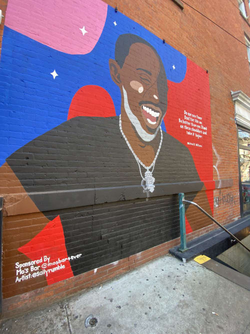 Michael K Williams | Street Murals by Sally Rumble | Mo's Bar & Lounge in Brooklyn