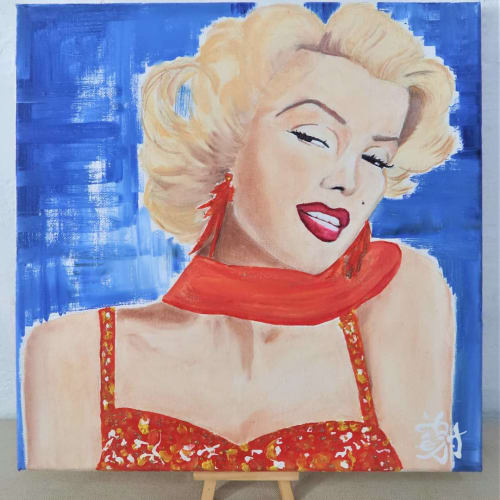 Marilyn - Acrylic Painting, 30cm by 30cm | Paintings by Chalkboardartiste