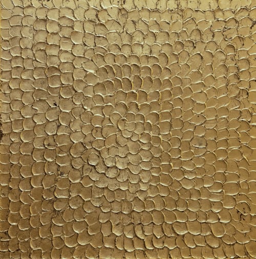 Gold leaf art canvas painting golden 3d textured painting | Mixed Media in Paintings by Serge Bereziak (Berez)