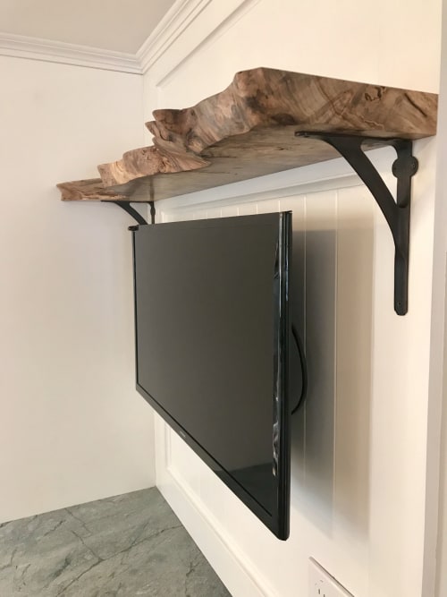Salvaged Red Maple Burl Shelf | Interior Design by Lanterman Woodworks
