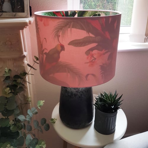 Pink Cotton with Tropical Parrot interior Lampshade | Lamps by Candid Owl