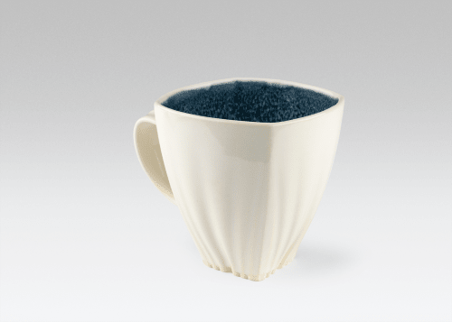 Draped Coffee Mug with Blue and White Glaze | Drinkware by M.L. Pots