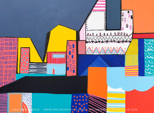 Abstract Cityscape Painting Collection for Civic Hotel | Paintings by Melanie Biehle | Civic Hotel in Seattle