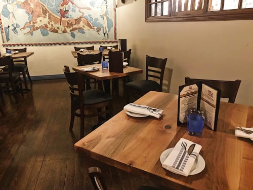 European Walnut Tables | Tables by Toncha Hardwood | La Casa Ouzeria Restaurant in Penticton