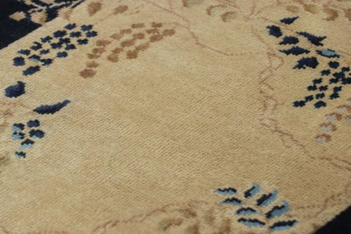 Rug & Kilim’s Chinese Art Deco Rug, Cream and Navy Blue | Rugs by Rug and Kilim