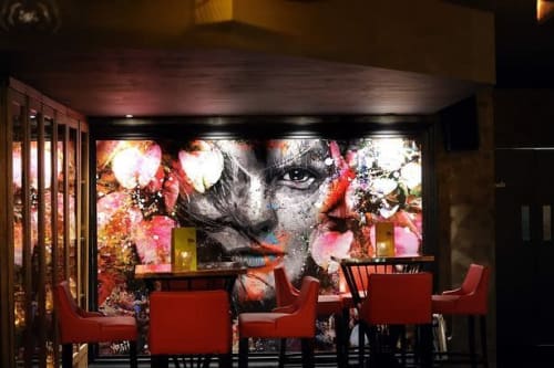 Lady Portrait | Murals by Yossi Kotler | Dirty Martini Cardiff in Cardiff