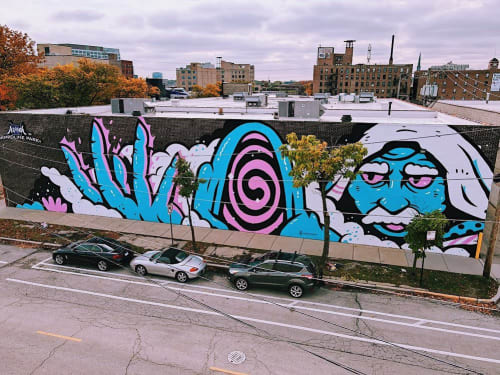 A Lil Summon Summon aka West Loop Wizard | Street Murals by Bigshot Robot | Altitude Chicago Trampoline Park in Chicago