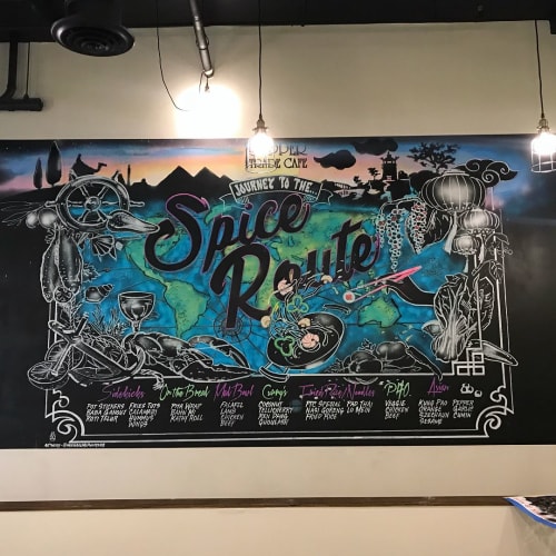 Chalk Mural | Murals by Michael McPheeters | Pepper Trade Cafe in Richardson