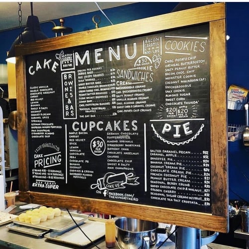 Chalk Board Menu | Signage by Letters & Dust | The Hungry Hero Dessert Co. in Sherwood