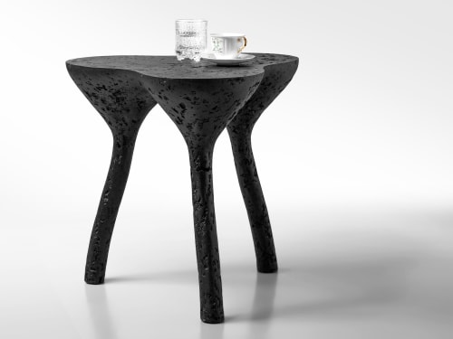 Black sculptural coffee table, accent furniture
