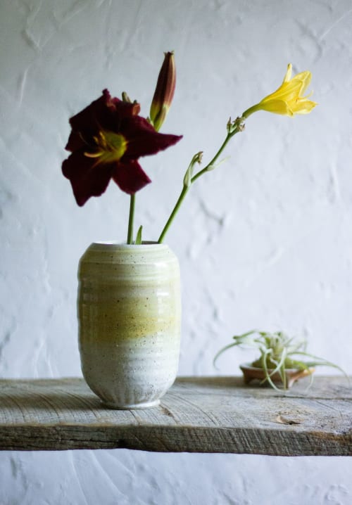 Narrow Yellow Cylinder Vase