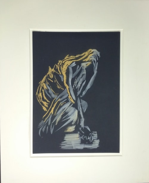 Weeping Woman III ink drawing en plein air | Paintings by Sahand V. ART