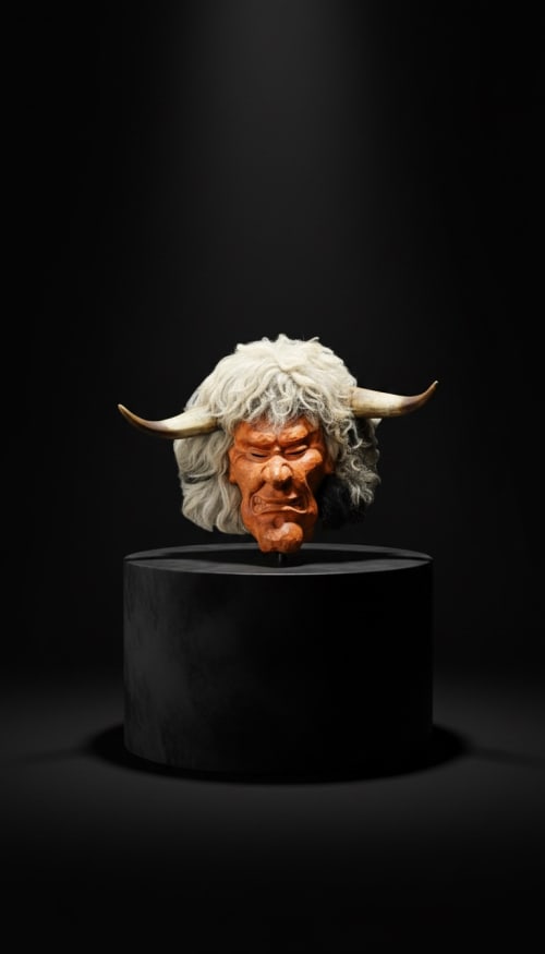 Hand-Carved Mythological Sculpture in Natural Wood | Decorative Objects by Holzkunst Samuel Meisinger