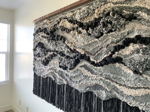 "Exploration of Nuance" textured wall hanging in black | Wall Hangings by Rebecca Whitaker Art