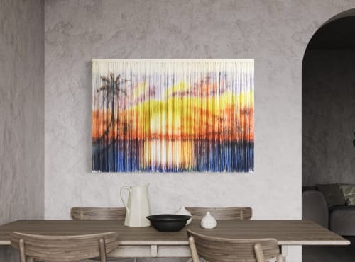 TEQUILA Custom Fiber Art Tapestry, Tropical Sunset Wall Art | Wall Hangings by Wallflowers Hanging Art