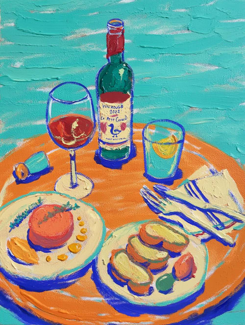 Seaside Wine & Tapas | Oil And Acrylic Painting in Paintings by Berezart