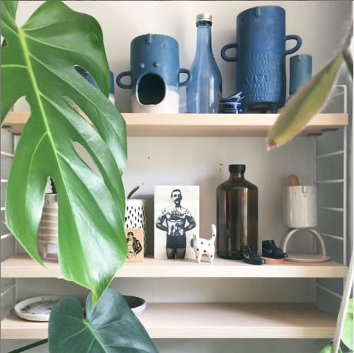 Lena' Oil Burner + Tall blue tripod vase | Vases & Vessels by Atelier Stella Ceramics