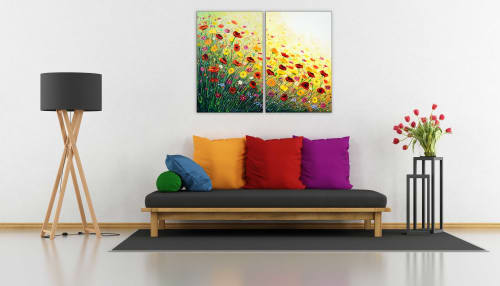 A Bloom of Happiness (Diptych) | Paintings by Amanda Dagg