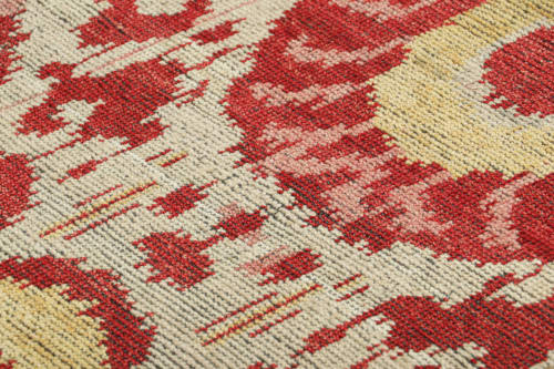 Rug & Kilim’s Ikats Rug with Red and Gold Geometric Patterns | Rugs by Rug and Kilim