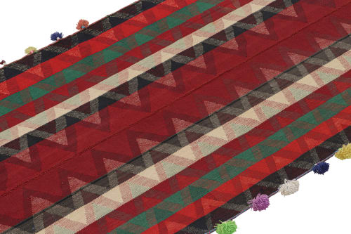 Vintage Persian Kilim in Red with Plaid Multicolor Stripes | Area Rug in Rugs by Rug and Kilim