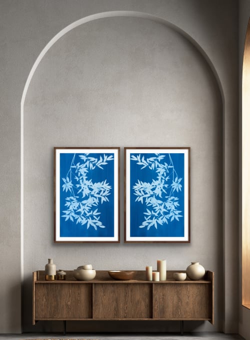 Bay Laurel Diptych: Two 40 x 26" original cyanotypes/ 40x52" | Photography by Christine So