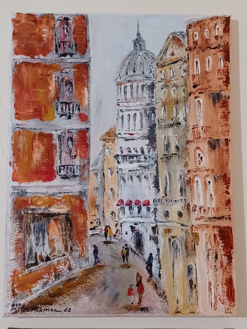 Street in Spain | Oil And Acrylic Painting in Paintings by Marina Gershman