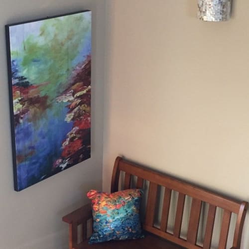 "Lakefront Escape 3, Bold" Fine Art Paint as Gallery Canvas Print, Private Lakehouse | Prints by Julia Di Sano