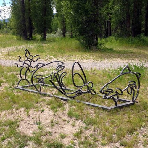 Trout & Bug Bike Racks | Public Sculptures by Ben Roth Design | Rendezvous Park in Wilson
