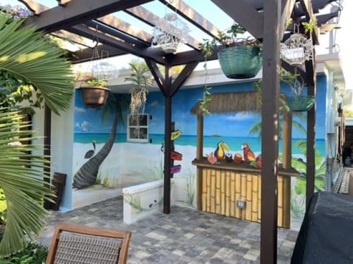 Margarita Ville Grill tropical fun area | Murals by Art Turquoise Murals, Wall Decoration, Art on canvas by Margarita Streinesberger