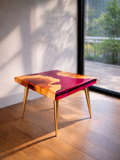Aurora Maple Burl Resin Accent Table | Coffee Table in Tables by DapperwoodSF