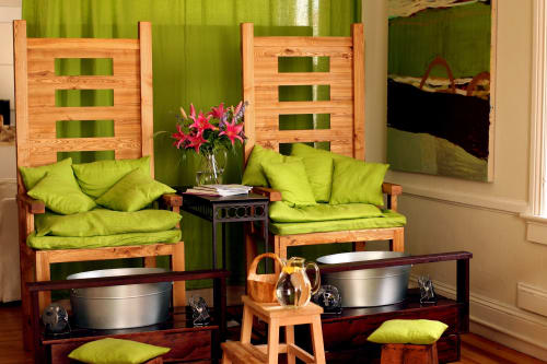 Cedar Pedi Thrones | Chairs by Studio Moe | Koru Eco Spa - Block Island Massage in New Shoreham