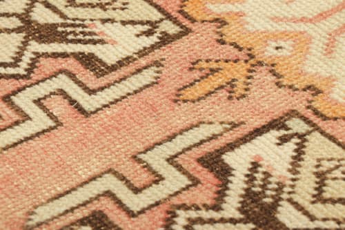Vintage Turkish Rug in Pink and Cream with Geometric | Rugs by Rug and Kilim