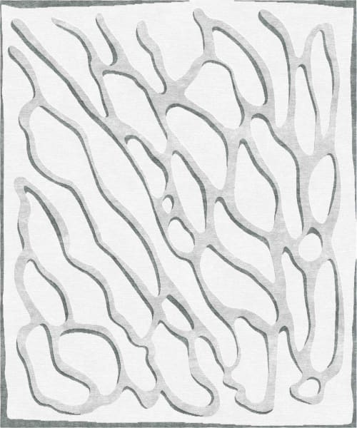 Modern white grey rug Abstract Pattern - Tratto Grigio | Small Rug in Rugs by Atelier Tapis Rouge