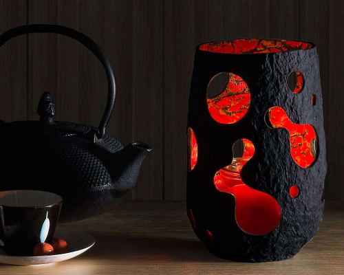 Sculptural vase, black candle lantern | Decorative Objects by Donatas Žukauskas