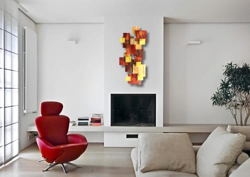 "Sunset" TTS Glass and Metal Wall Art Sculpture | Wall Sculpture in Wall Hangings by Karo Studios