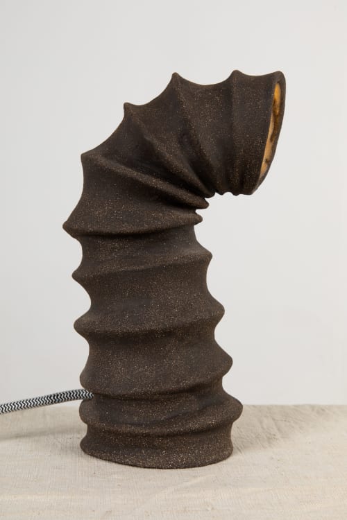 Rakis Lite Table Lamp - Black Sculptural Ceramic Desk Lamp | Lamps by Catalin Filip