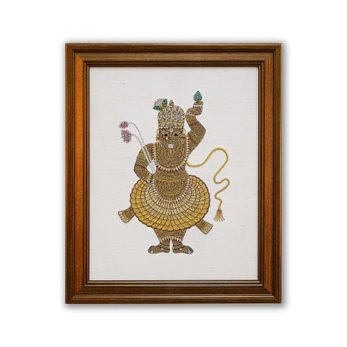 Krishna Shrinathji Hindu God Of Love Handmade Wall Art | Wall Hangings by MagicSimSim | New Deli in Los Angeles